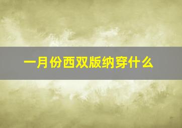 一月份西双版纳穿什么