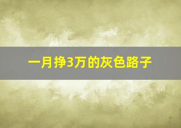 一月挣3万的灰色路子