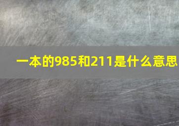 一本的985和211是什么意思