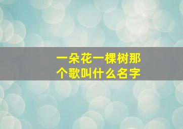 一朵花一棵树那个歌叫什么名字