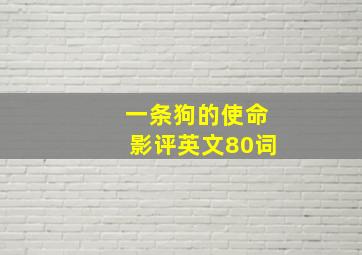 一条狗的使命影评英文80词