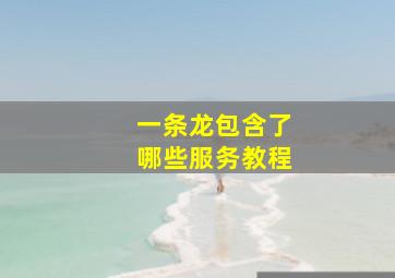 一条龙包含了哪些服务教程