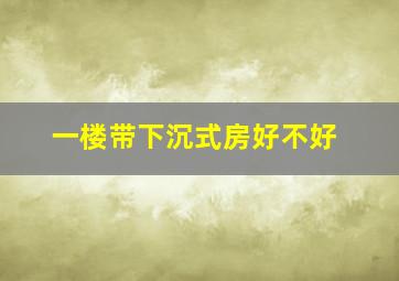 一楼带下沉式房好不好