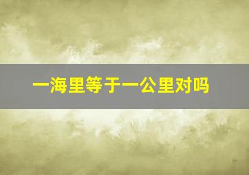 一海里等于一公里对吗