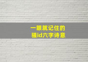 一眼就记住的骚id六字诗意