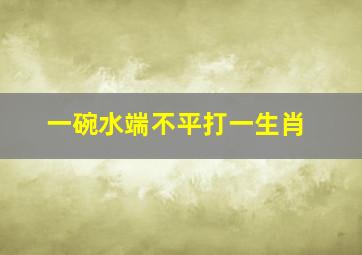 一碗水端不平打一生肖