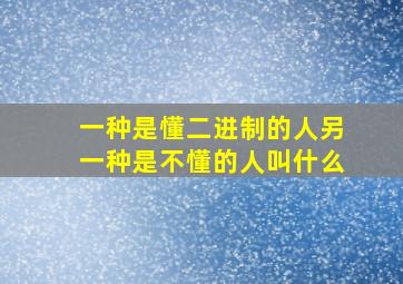 一种是懂二进制的人另一种是不懂的人叫什么