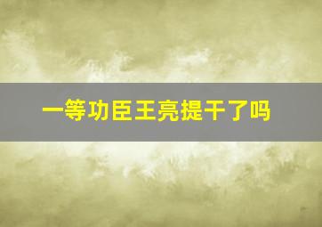 一等功臣王亮提干了吗