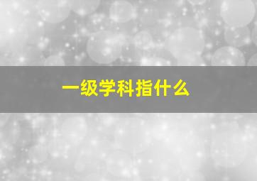 一级学科指什么