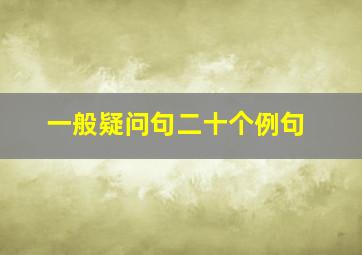 一般疑问句二十个例句