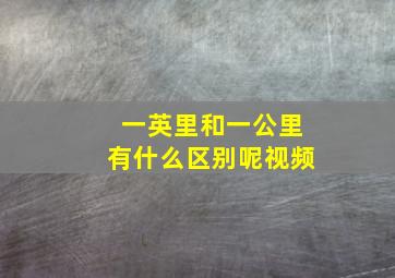 一英里和一公里有什么区别呢视频