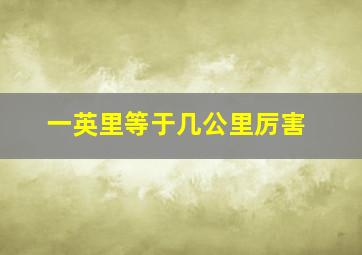 一英里等于几公里厉害