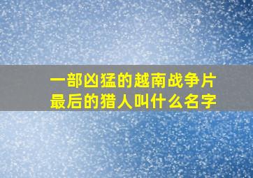 一部凶猛的越南战争片最后的猎人叫什么名字