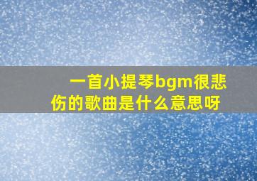 一首小提琴bgm很悲伤的歌曲是什么意思呀