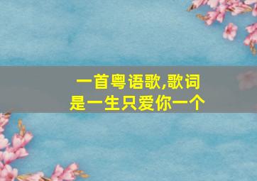 一首粤语歌,歌词是一生只爱你一个