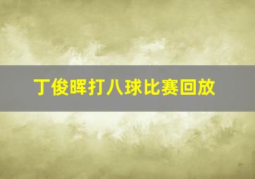 丁俊晖打八球比赛回放