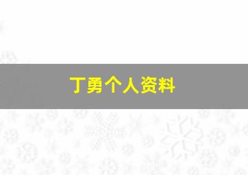 丁勇个人资料