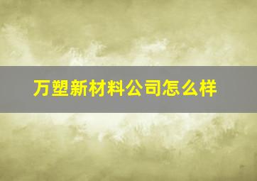 万塑新材料公司怎么样