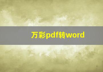 万彩pdf转word