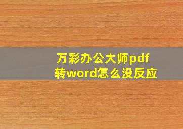 万彩办公大师pdf转word怎么没反应