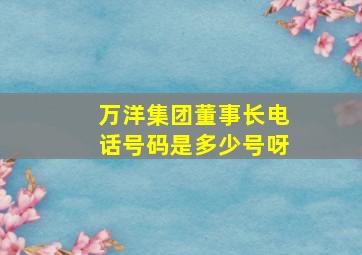 万洋集团董事长电话号码是多少号呀