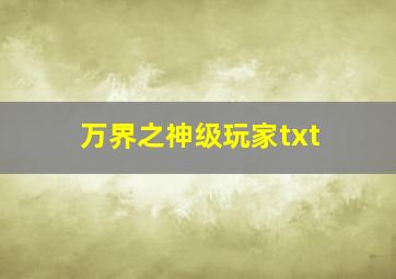 万界之神级玩家txt