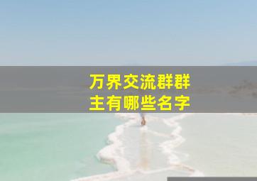 万界交流群群主有哪些名字