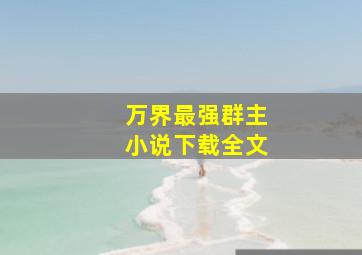 万界最强群主小说下载全文