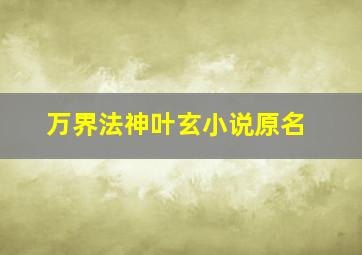 万界法神叶玄小说原名