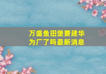 万盛鱼田堡要建华为厂了吗最新消息