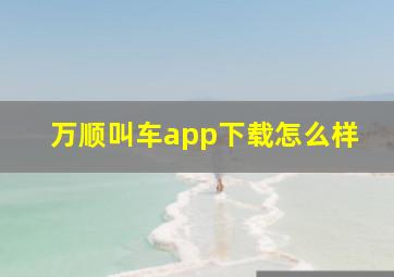 万顺叫车app下载怎么样