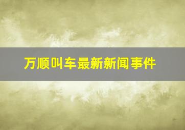 万顺叫车最新新闻事件