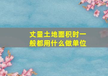 丈量土地面积时一般都用什么做单位