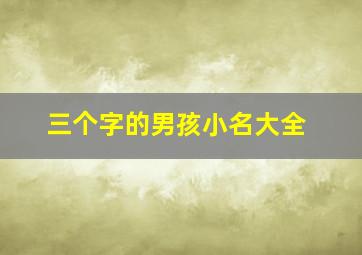 三个字的男孩小名大全