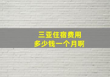 三亚住宿费用多少钱一个月啊