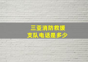 三亚消防救援支队电话是多少