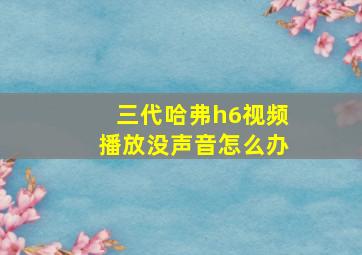 三代哈弗h6视频播放没声音怎么办