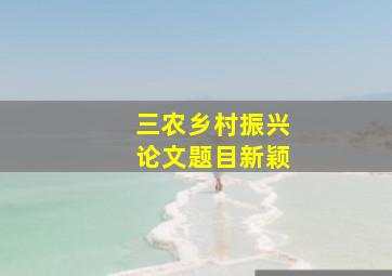 三农乡村振兴论文题目新颖