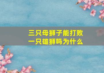 三只母狮子能打败一只雄狮吗为什么