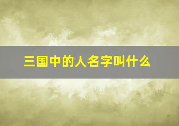 三国中的人名字叫什么