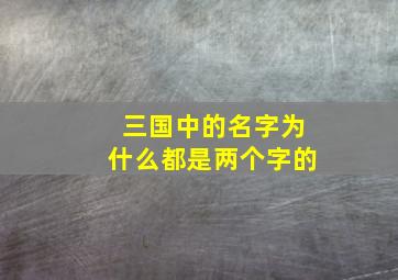 三国中的名字为什么都是两个字的