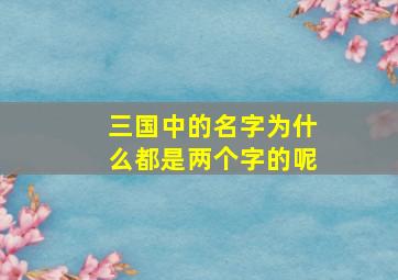 三国中的名字为什么都是两个字的呢