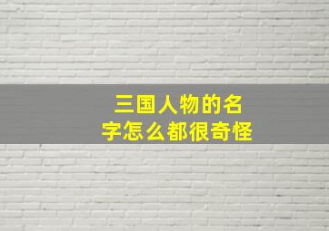 三国人物的名字怎么都很奇怪