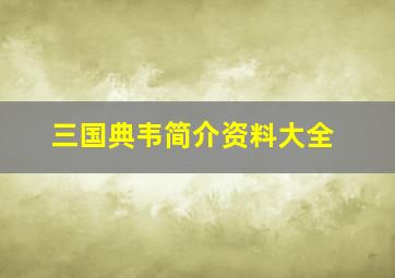 三国典韦简介资料大全