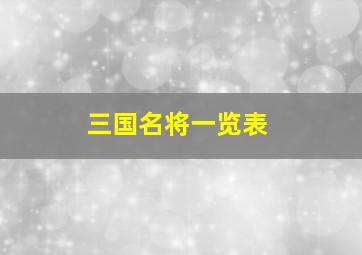 三国名将一览表