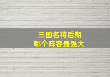 三国名将后期哪个阵容最强大