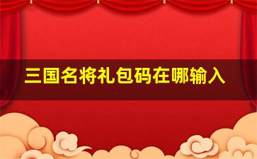 三国名将礼包码在哪输入