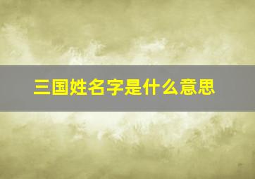 三国姓名字是什么意思