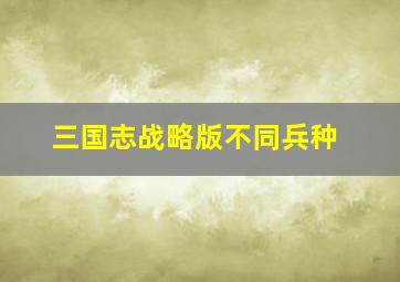 三国志战略版不同兵种