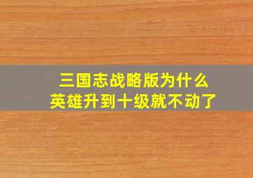 三国志战略版为什么英雄升到十级就不动了